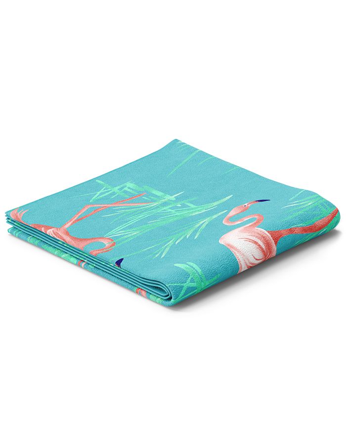 Martha Stewart Collection Flamingo Bay Velour Beach Towel, Created for
