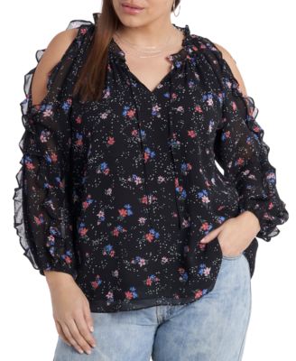 cold shoulder black top plus size