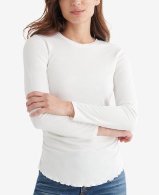 Lucky Brand Ribbed Long-Sleeve Top - Macy's