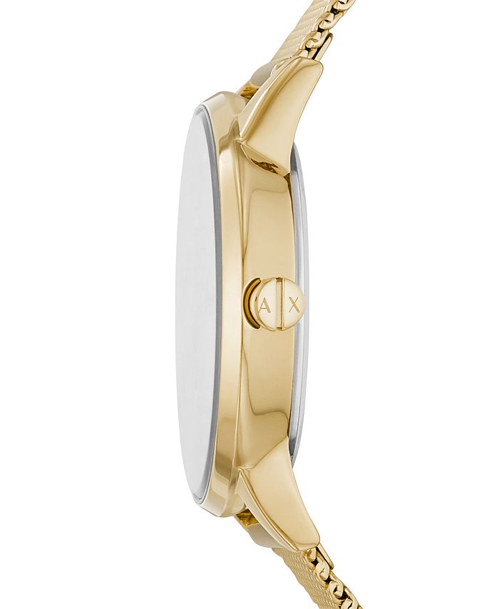 A|X Armani Exchange AX Women's Gold-Tone Stainless Steel Mesh Bracelet ...