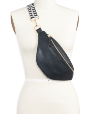 Inc International Concepts Bean-shaped Fanny Pack With Interchangeable Straps, Created For Macy's In Black