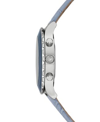 Women's Swiss Chronograph Octea Lux Blue Crocodile Leather Strap Watch 38mm