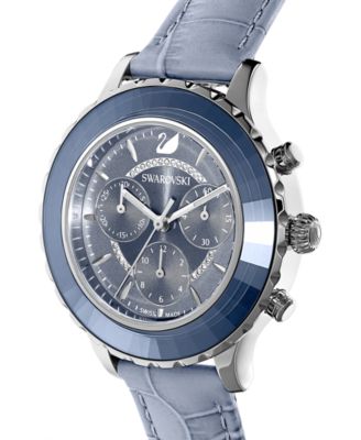 Women's Swiss Chronograph Octea Lux Blue Crocodile Leather Strap Watch 38mm