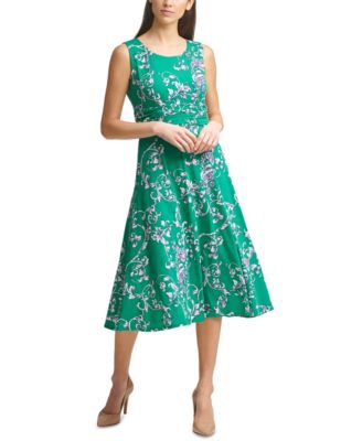 Jessica Howard - Sleeveless Ruched-Waist Midi Dress