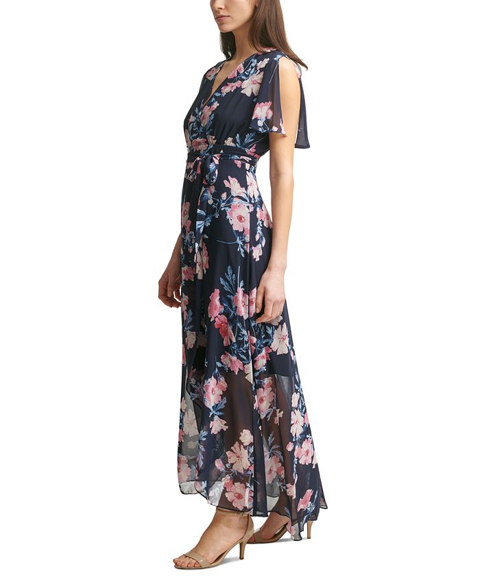 Jessica Howard Floral Faux-Wrap Maxi Dress - Macy's