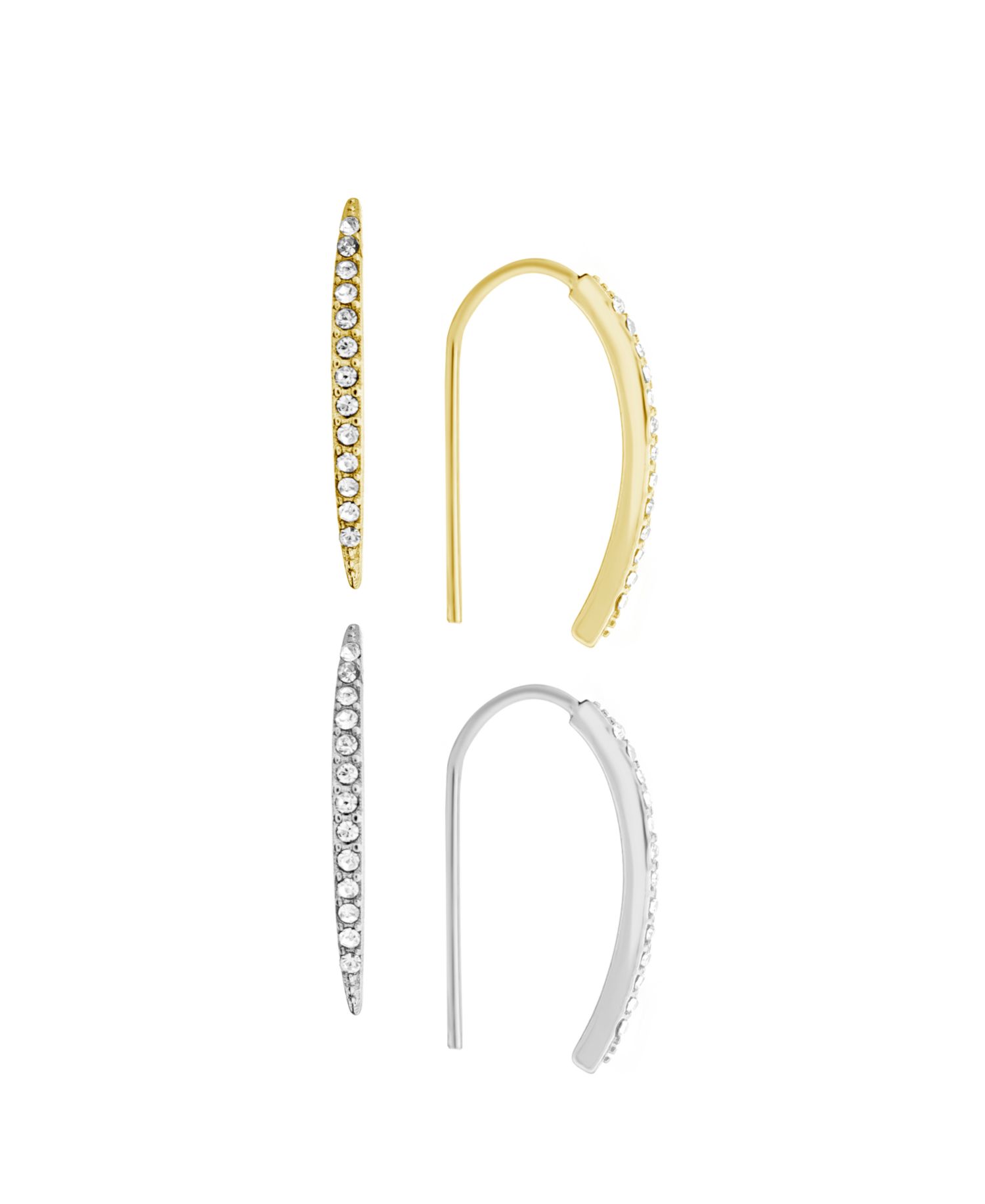 Crystal Duo Threader Earrings in Silver Plate and Gold Plate