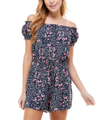Kingston Grey - Printed Off-The-Shoulder Romper