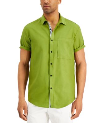INC International Concepts Men's Short-Sleeve Solid-Color Linen Shirt ...