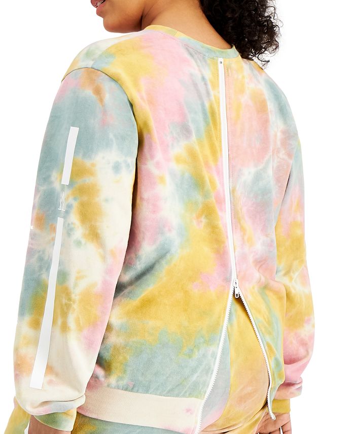 Lala Anthony Trendy Plus Size Tie-Dye Zip-Back Sweatshirt - Macy's