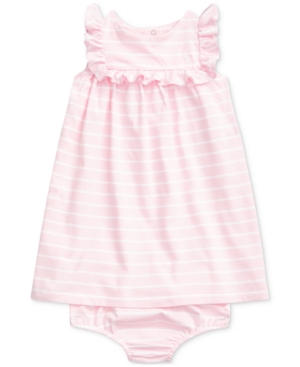 Ralph Lauren Baby Girls Striped Cotton Dress Bloomer