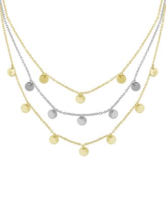 And Now This Triple Row Chain 162in Necklace with Disc Drops in Gold Plate or Two Tone Silver Plate - Two Tone 50$