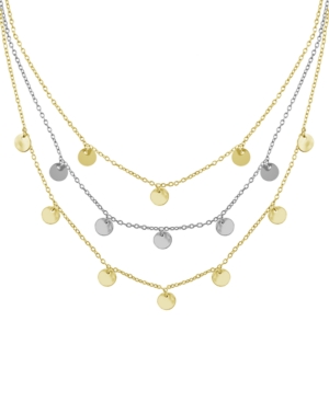 Shop Essentials And Now This Triple Row Chain 16+2in Necklace With Disc Drops In Gold Plate Or Two Tone Silver Plate