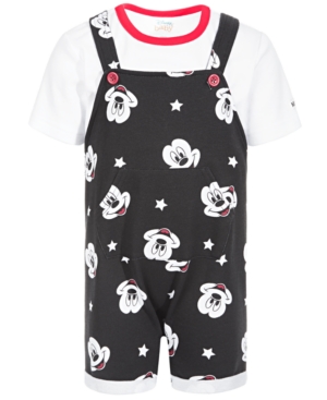Disney Baby Boys 2-Pc Mickey-Print Shortall & T-Shirt Set