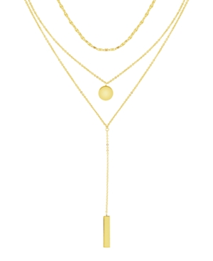 Essentials Triple Chain 15" Layered Disc & Bar Necklace In Gold Plate Or Silver Plate