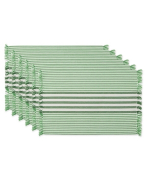 Design Imports Design Import Stripes With Fringe Placemat, Set Of 6 In Green