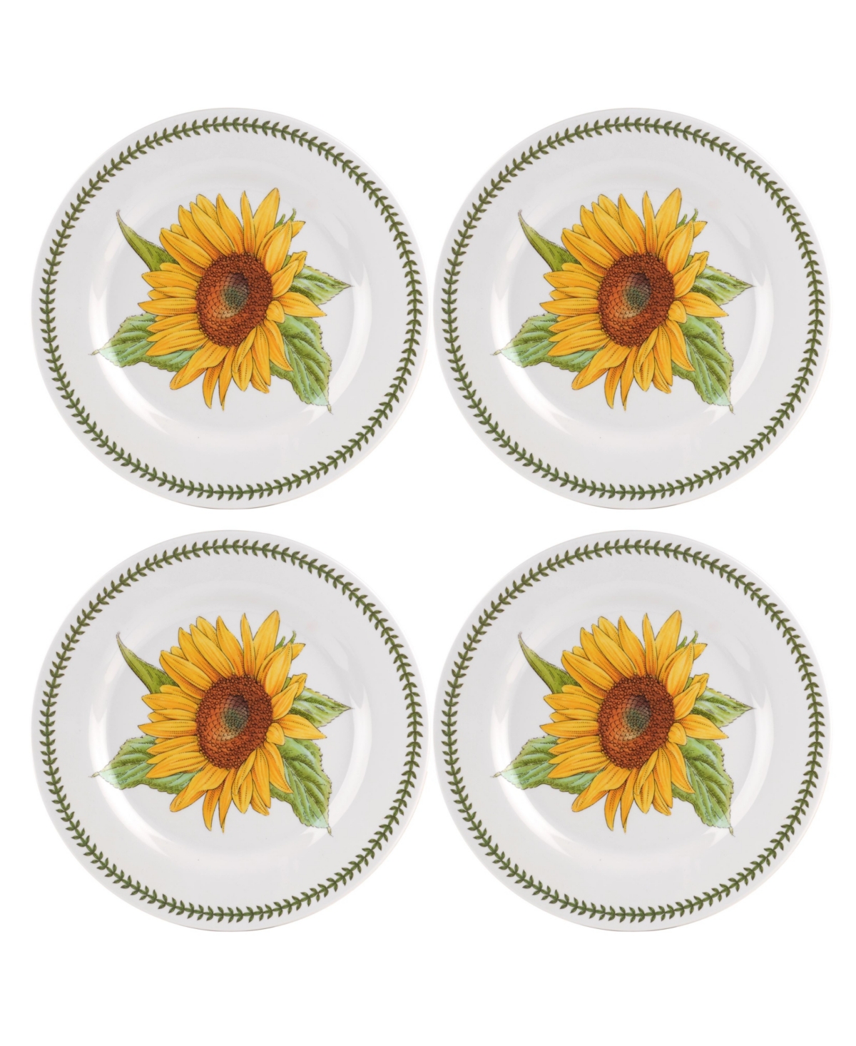 Botanic Garden Melamine Dinner Plates, Set of 4 - White