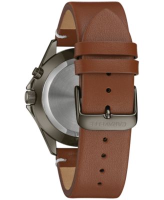 Men's Traditional Brown Leather Strap Watch 40mm