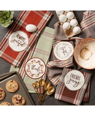 Thanksgiving Cozy Picnic, Plaid Dishtowel, Set of 4