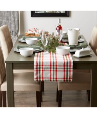 Kitchen and Table Top Jolly Tree Collection Table Runner, Nutcracker Plaid, 14" x 108"