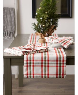 Kitchen and Table Top Jolly Tree Collection Table Runner, Nutcracker Plaid, 14" x 72"