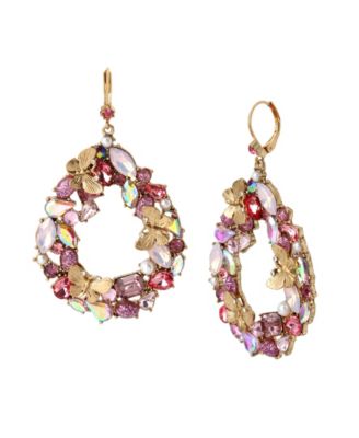 thumbnail image 2 of Betsey Johnson Flower Cluster Stone Drop Earrings – Blue Multi-Color, Butterfly Design 2 of 6