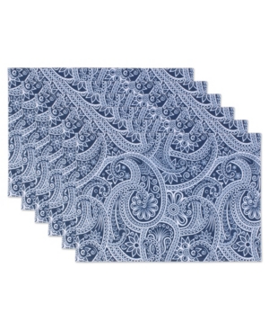 Design Imports Paisley Print Outdoor Placemat, Set Of 6 In Blue