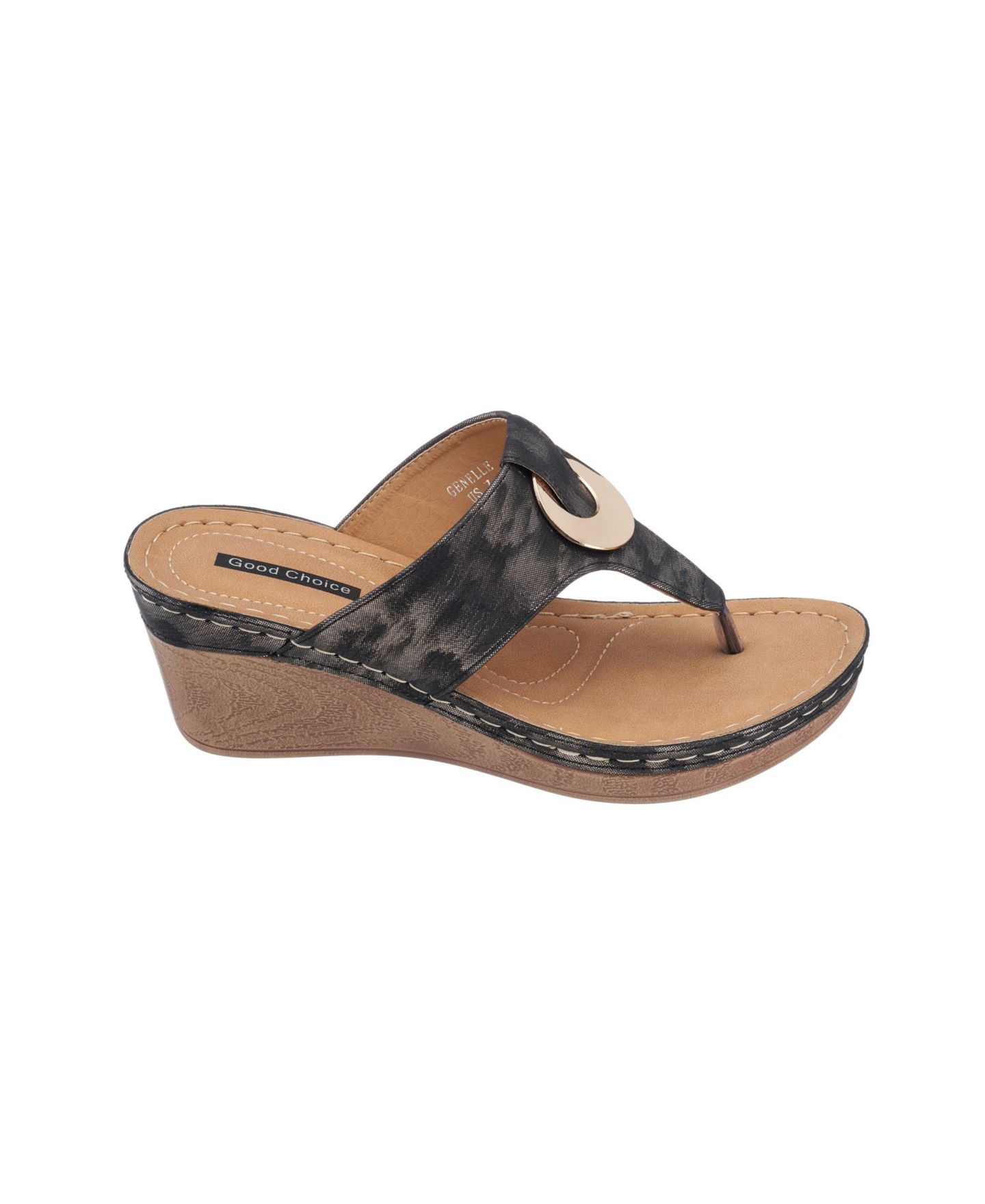 Женские сандалии на танкетке GC Shoes Genelle с перемычкой между пальцами, цвет: Чёрный — фото 2