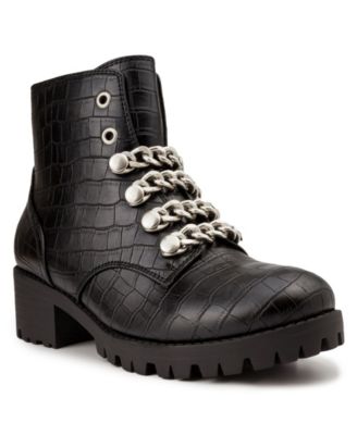 macys womens black combat boots