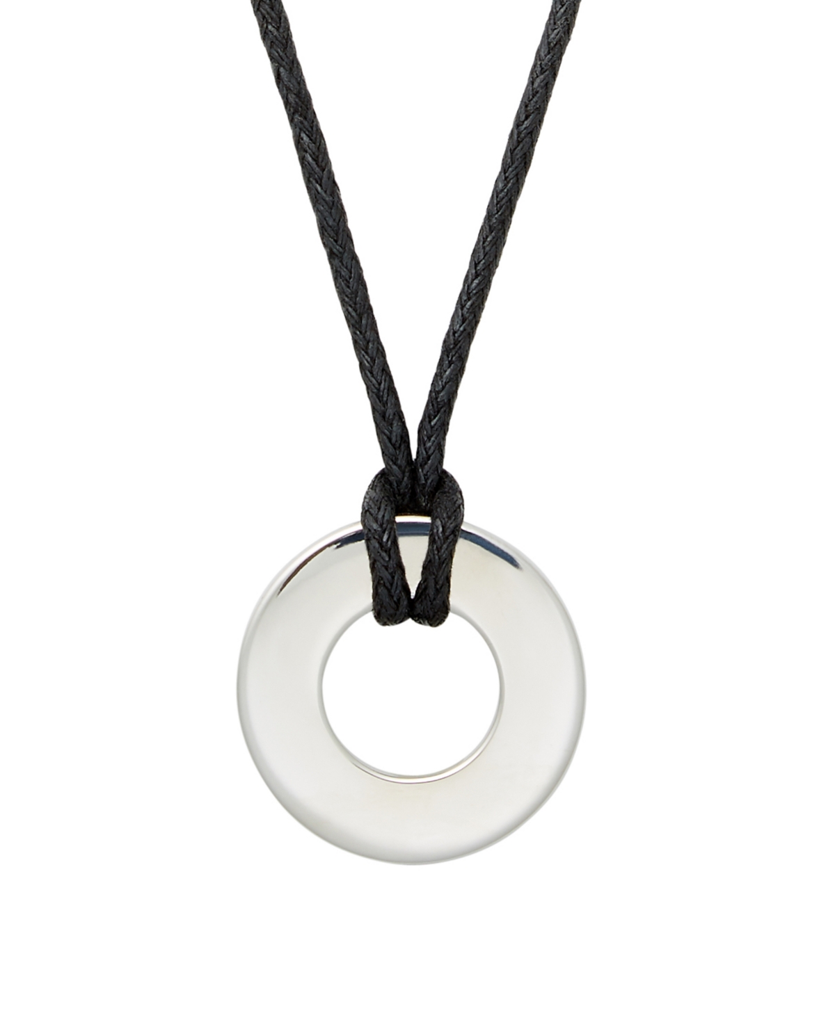 Eve's Jewelry Men's Black Cord Circle Pendant Necklace