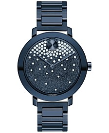 Women's Swiss Bold Evolution Blue Ion-Plated Steel Bracelet Watch 34mm