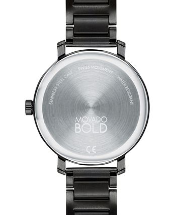 Movado - Women's Swiss Bold Evolution Black Ion-Plated Steel Bracelet Watch 34mm