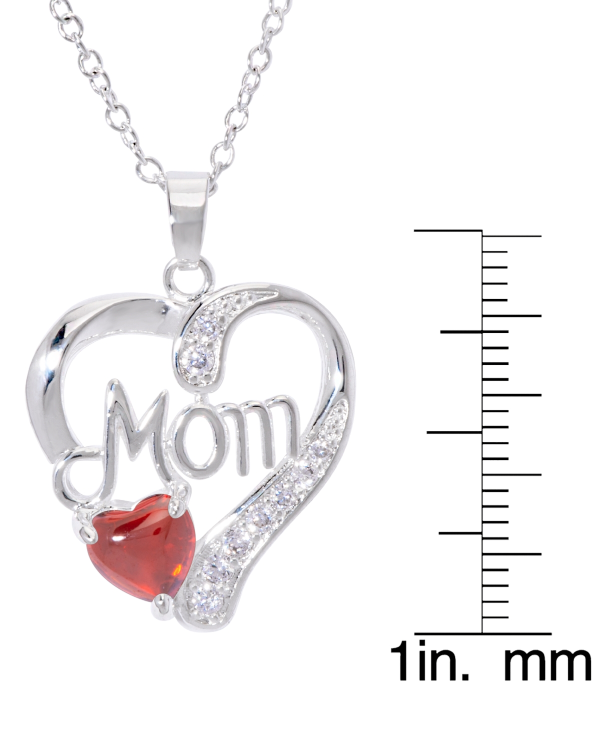 MACY'S SIMULATED BLUE TOPAZ BIRTHSTONE MOM HEART PENDANT 18" NECKLACE IN SILVER PLATE 