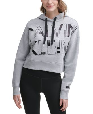 calvin klein grey cropped hoodie