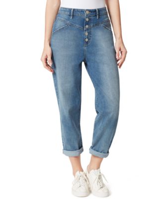 Frayed Denim - High-Rise Button-Front Jeans
