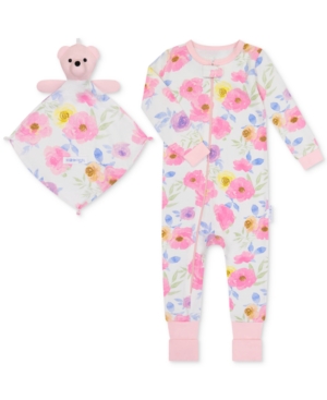 Max & Olivia Baby Girls 1-Piece Floral-Print Coverall with Blankie Baby