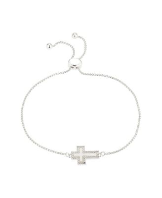Photo 1 of Silver Plated Genuine Mother of Pearl Inlay Cross Adjustable Bolo Bracelet