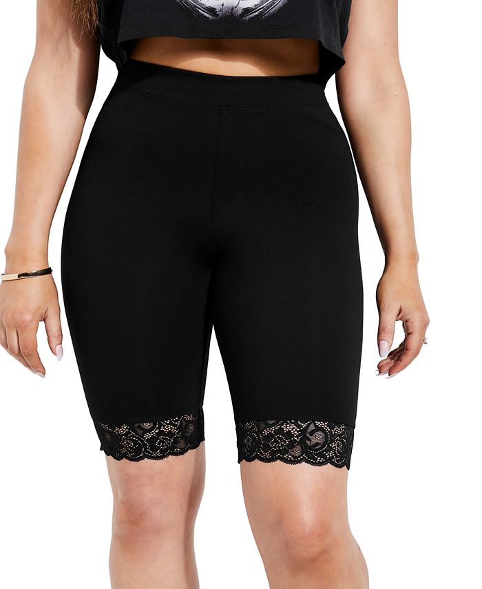 GUESS Lace-Trim Biker Shorts - Macy's