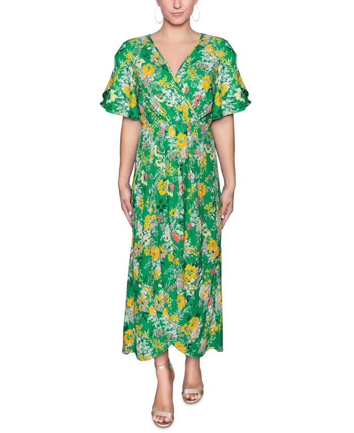 RACHEL Rachel Roy Women's Faux Wrap Midi Cocktail and Party Dress Green Size Medium main image 1