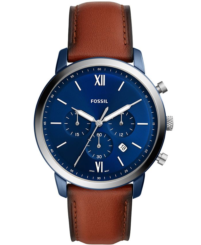 Fossil Men's Neutra Brown Leather Strap Watch 44mm Macy's
