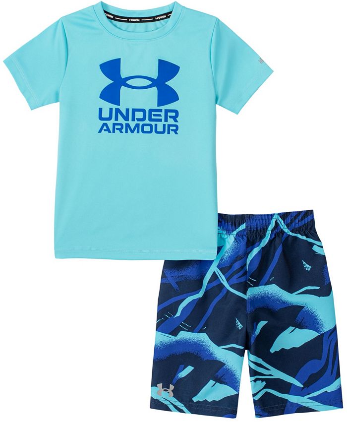 Under Armour Little Boys Broken Waves T-shirt and Swim Shorts Set - Macy's