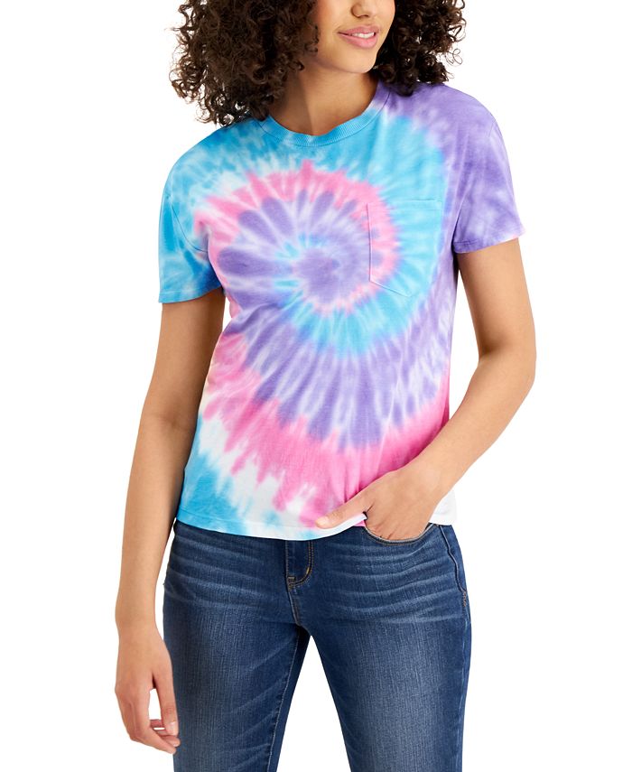 Belle Du Jour Juniors' Spiral Tie-Dye T-Shirt - Macy's