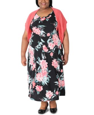 Robbie Bee - Plus Size Floral Dress & Bolero Jacket