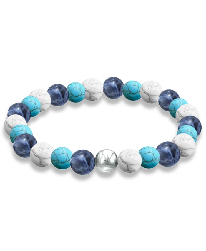 Genuine Stone Bead Stretch Bracelet with Silver Plate or Gold Plate Bead
