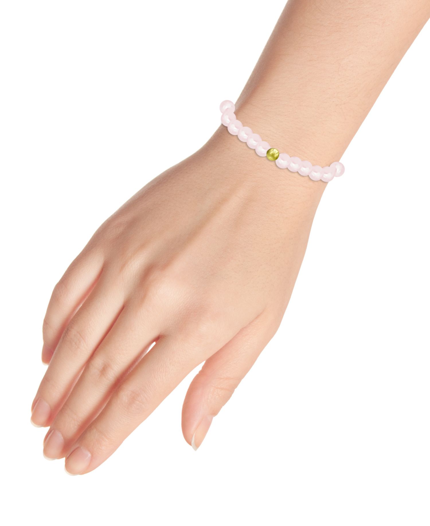 Genuine Stone Bead Stretch Bracelet with Silver Plate or Gold Plate Bead Accent
