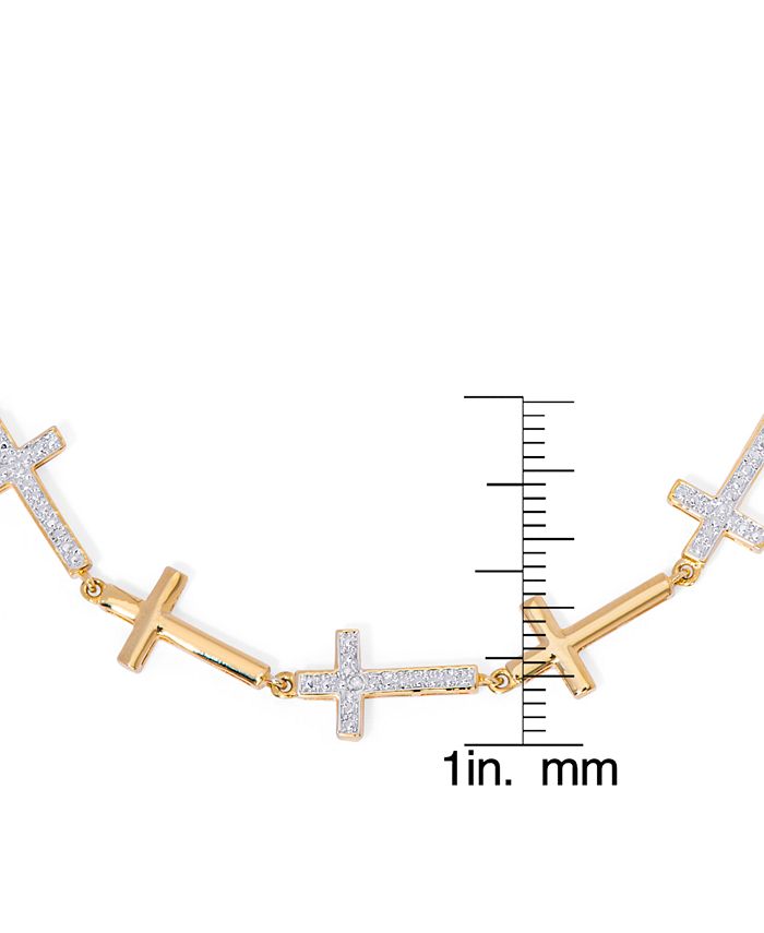 Macy s Diamond Accent Linked Cross Bracelet in Two Tone 14k Gold