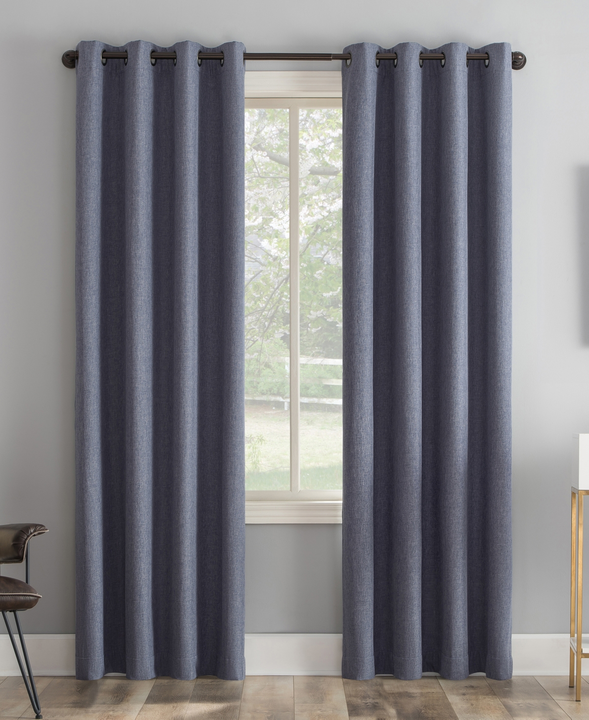 Sun Zero Tresello Tonal Texture Draft Shield Fleece Insulated 100% Blackout Grommet Curtain Panel