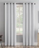 Sun Zero Tresello Tonal Texture Draft Shield Fleece Insulated 100% Blackout Grommet Curtain Panel - Dove White
