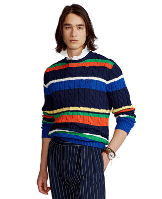 Polo Ralph Lauren Men's Striped Cotton Crewneck Sweater - Macy's