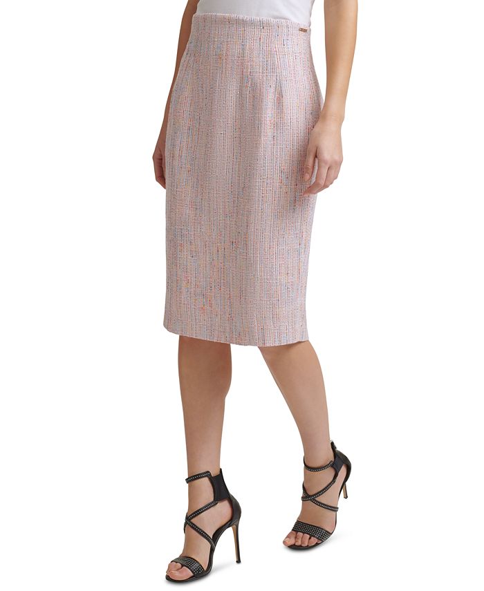 DKNY Tweed High-Waist Pencil Skirt - Macy's