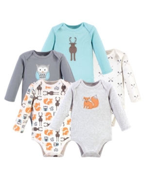 Baby Girls and Boys Cotton Long-Sleeve Bodysuits 5 Pack